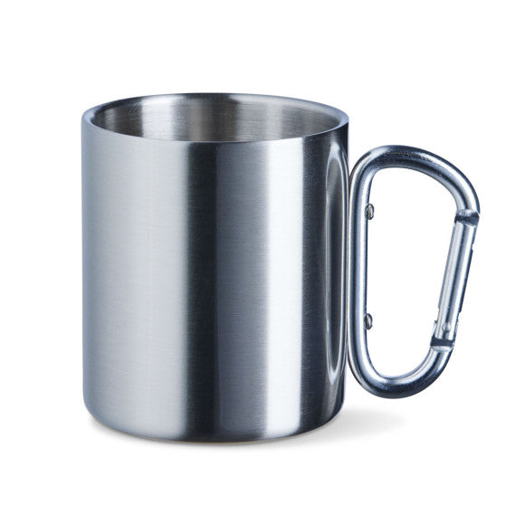 Edelstahltasse mit Karabiner mit Logo bedruckt 320ml